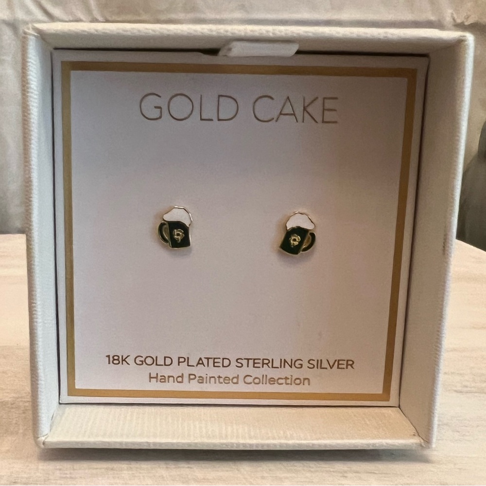 Gold Cake St Patrick's Day Beer Mug Earrings